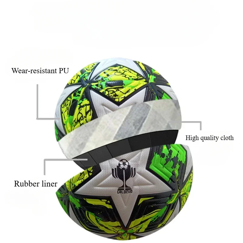 Champions League Star Series Size 5 Football PU Leather Match Outdoor Sports Ball for Adults Training Games Durable