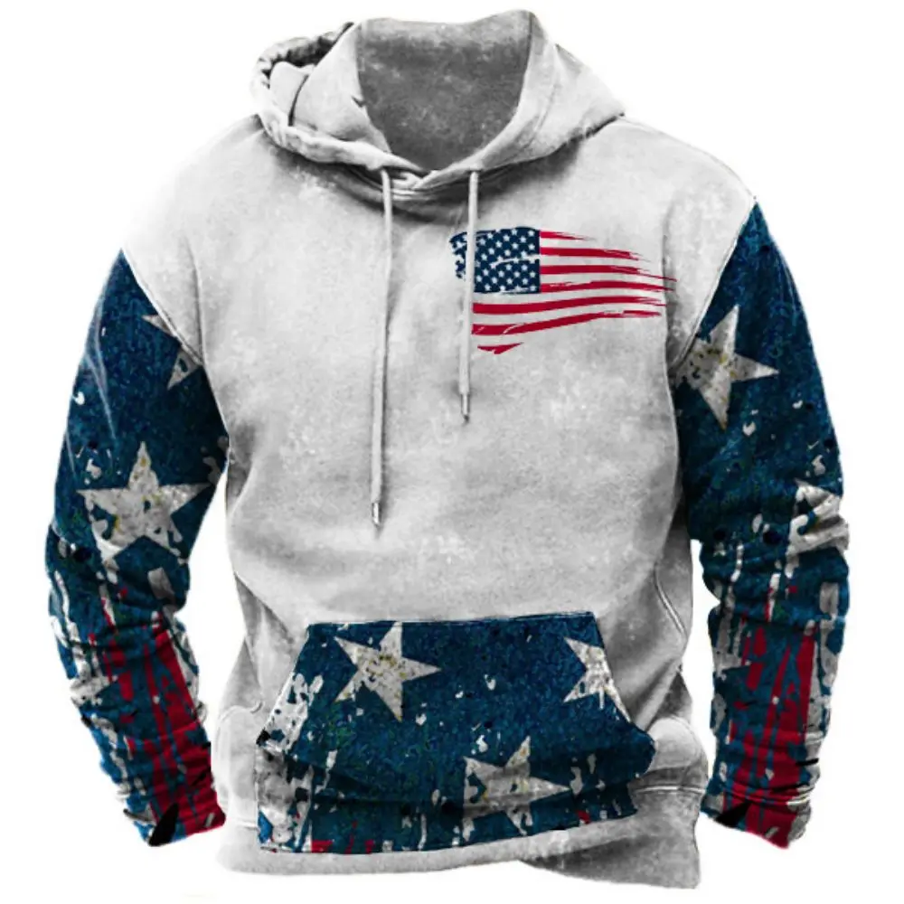 

Men's Hoodies Sweatshirt U.S. Flag Graphics Vintage Tops Male Hoody Oversized Clothes Pullover Casual Street Loose Hoodie