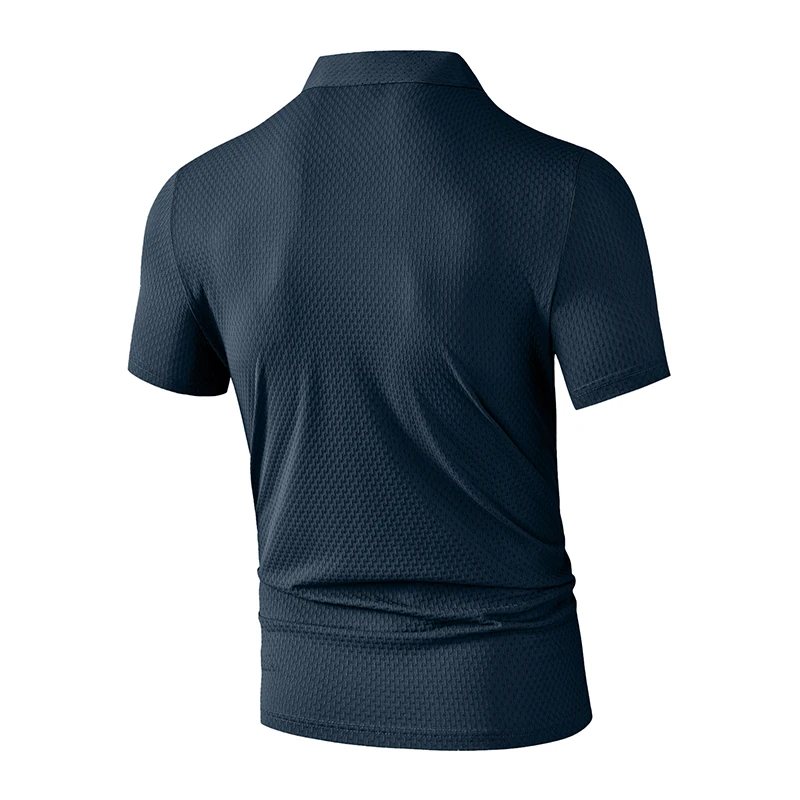 Herren-Poloshirt mit Waffelstruktur, kurzärmelig, lässig, mit Umlegekragen und Knopfleiste, weich, atmungsaktiv, zum täglichen Tragen – Detail 16