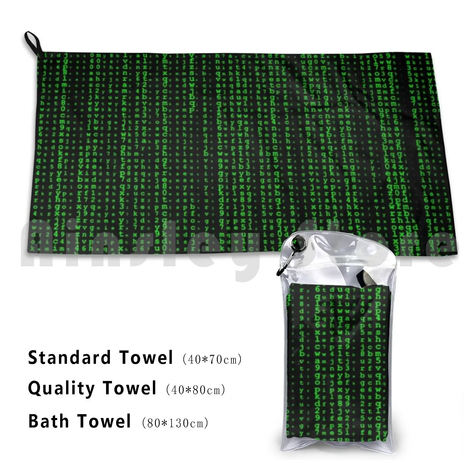 Green Coding Pattern Custom Towel Bath Code Computer Programming Geek Black |
