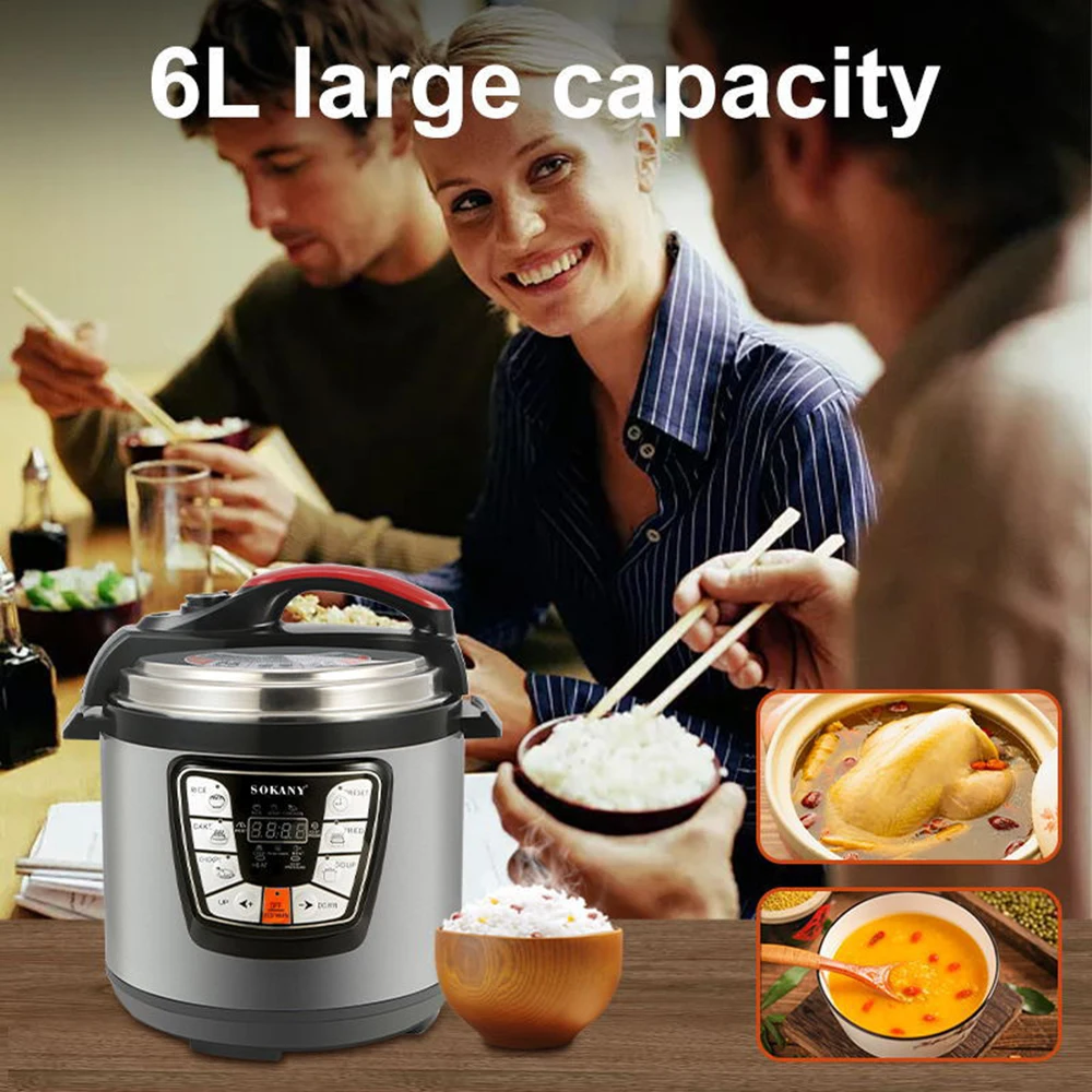 Multi-function Electric Pressure Cooker, High Power Fast Cooking, Uniform Heating, 6L Large Capacity, Non-stick Pan Lining 4