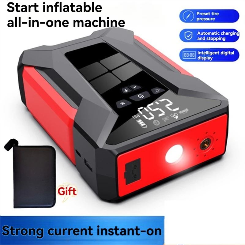 EAFC 2000A Car Jump Starter 150PSI Tire Inflator Multifunctional Automotive Emergency Power Power Bank Air Pump With Bag