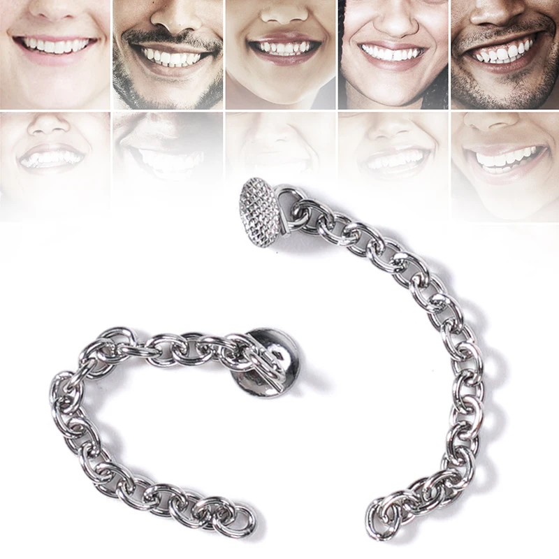 2pcs 치과 교정용 링갈 체인, 실버 체인 치과 교정용 액세서리, 링갈 버클 치과 소모품 치과 교정 재료