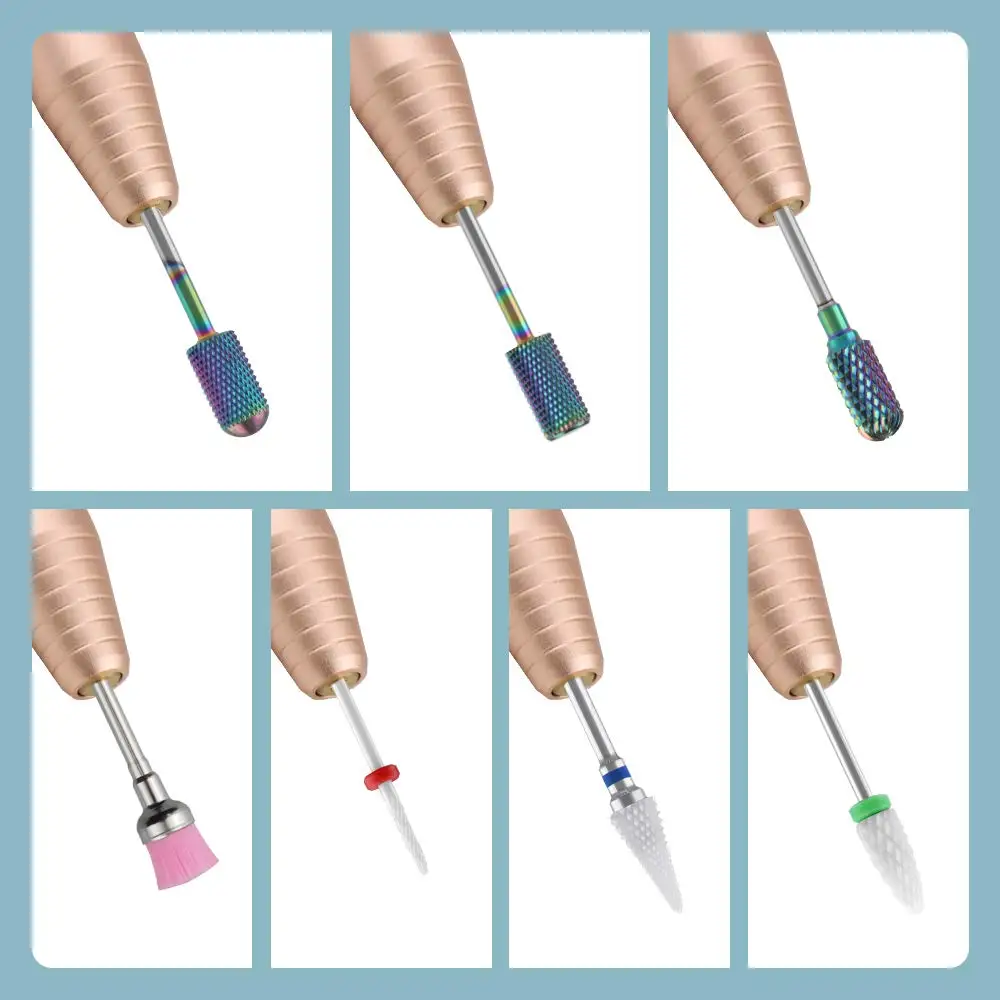 7 Pcs/Set Rainbow Tungsten Milling Cutter For Manicure Gel Cuticles Remove Polishing Toos Nail Drill Bits 2