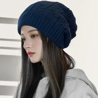 Winter Warm Double Layer Knitted Beanies Hats for Women Fashion Plush Elastic Therml Windproof Skullies Caps Apparel Accessories 2