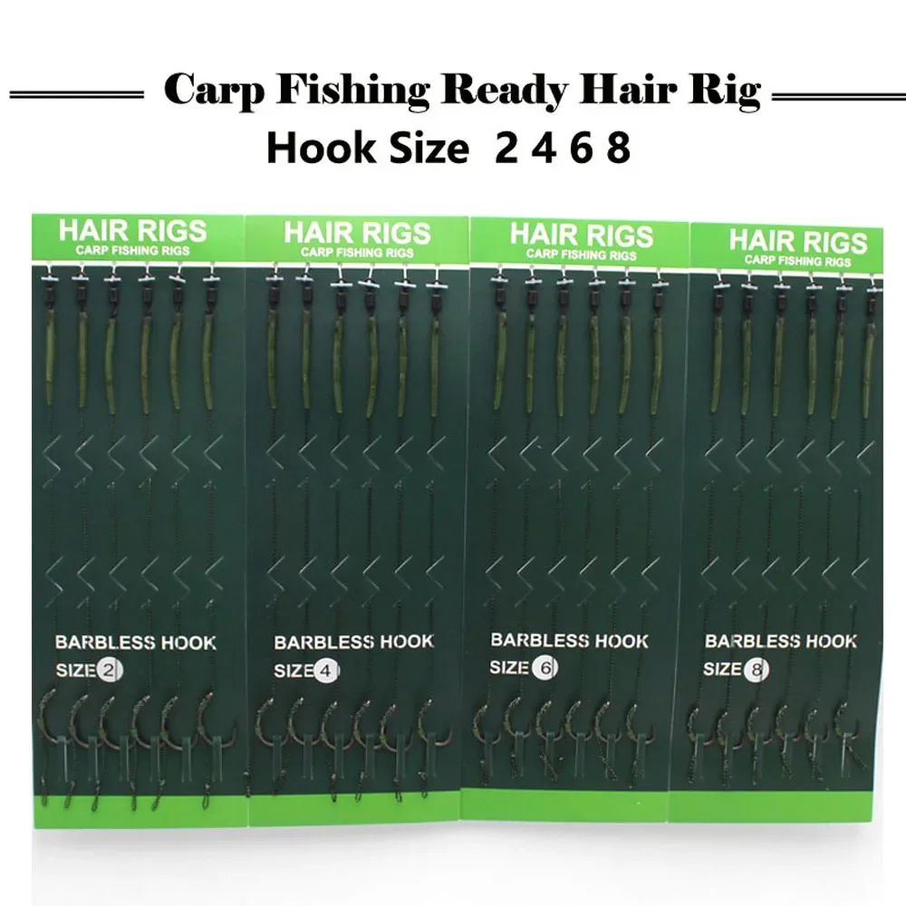 

6pack Carp Fishing Rig Hooks Size 2/4/6/8 Carp Hair Rigs Ronnie Carp Hooklink Micro Barbed Hook For For Carp Tackle Accessories