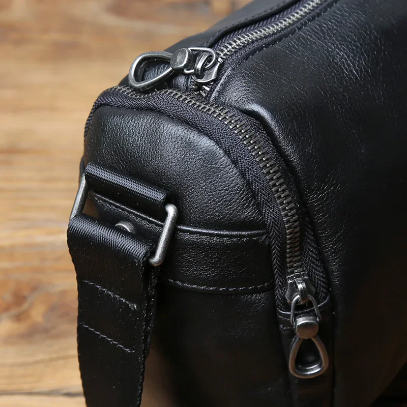 NZPJ Genuine Leather Men's Shoulder Bag Trendy Crossbody Bag top Layer Cowhide Men's bag Leisure Postman Bag For 10 Inch IPad