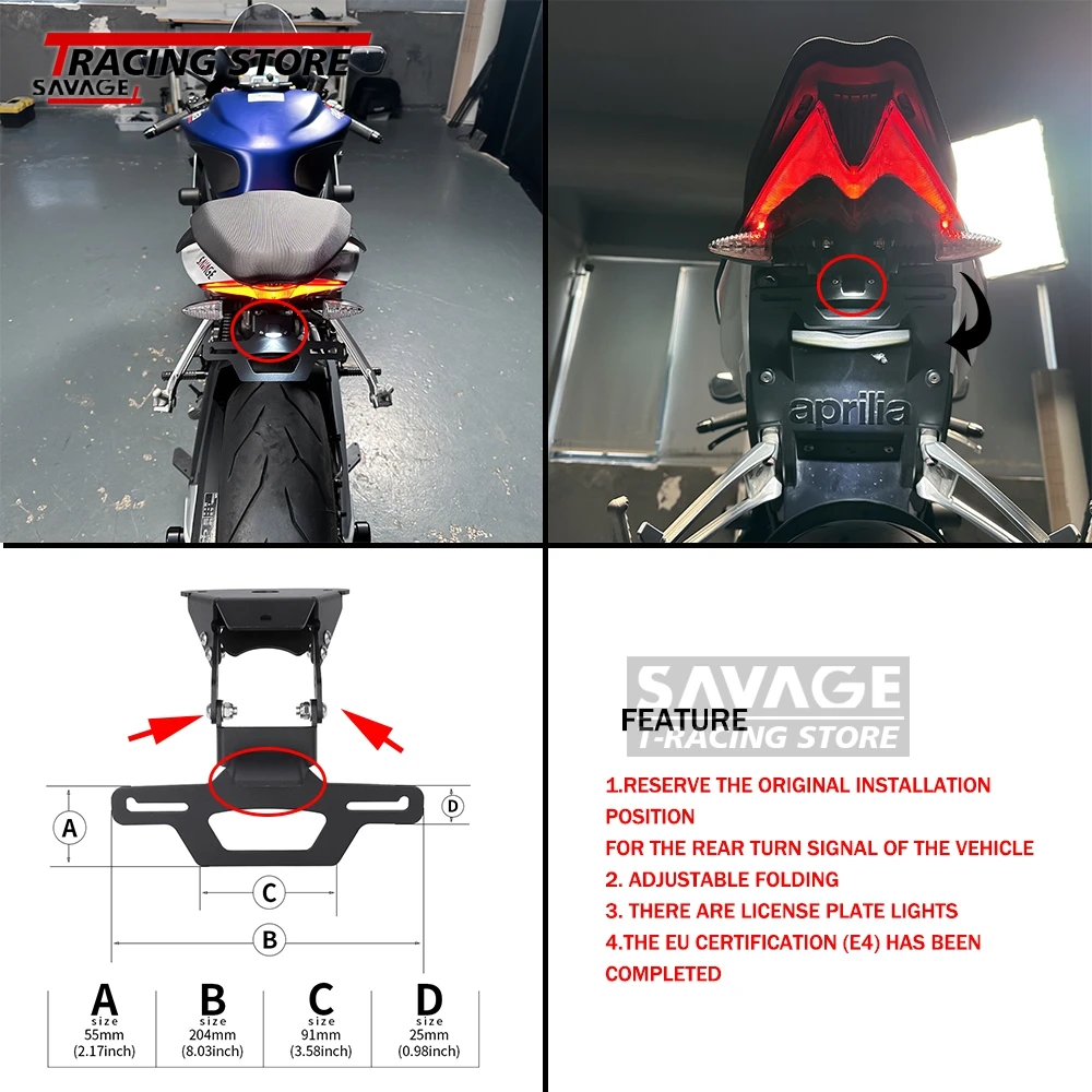 Registration Frame Bracket License Plate Holder For Aprilia RS660