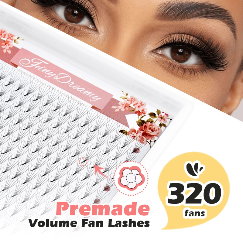 

16 Rows Premade Fans Russian Volume Short Stem CD Curl Pre Made Fan Silk Soft Handmade Eyelashes Extension Individual Lash Cilia