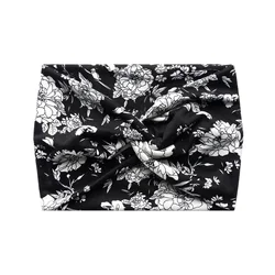 Chic Boho Extra Wide Turban Headbands for Women - Fashionable Workout & Yoga Hair Accessories (Black Rose Flower)