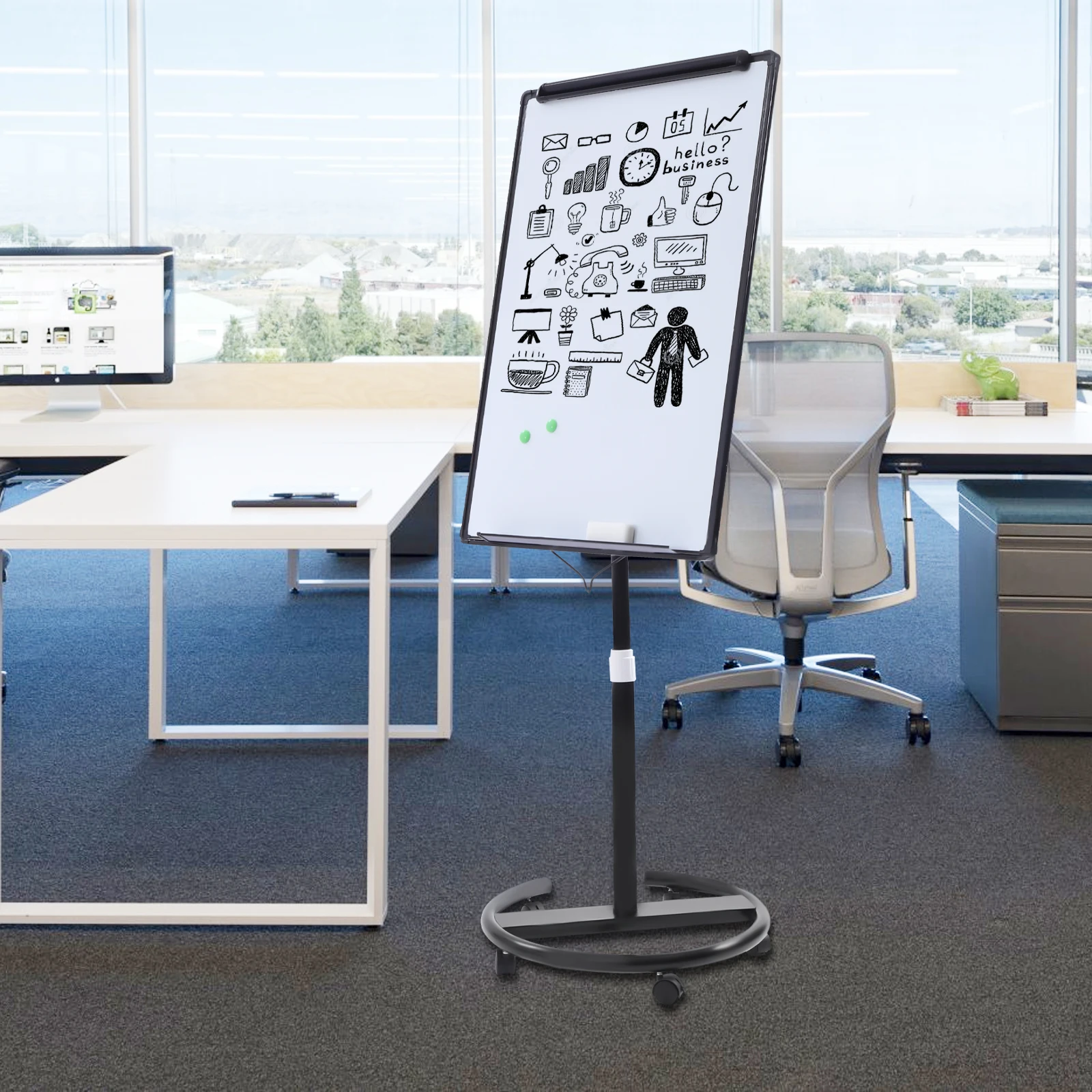 

Magnetic Mobile Whiteboard/Flipchart Easel, Black, 28 X 40inch