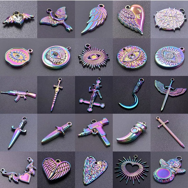 Stainless Steel Pendants Charm Love and Weapons Set 5pcs 1