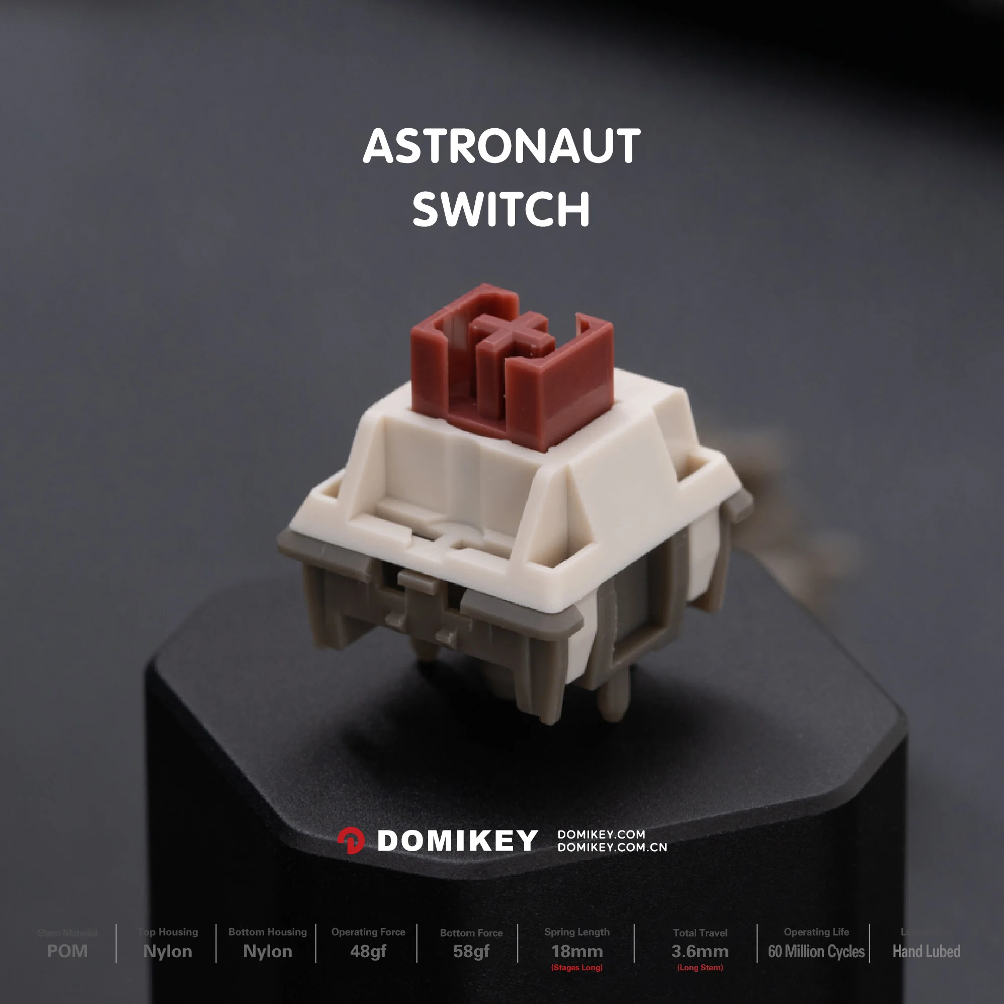 Interruptor Linear Domikey Astronauta Rgb Smd Teclado Mecânico Haste mx Nylon Pom Lubed Mão 48g 58g - Imagem 2