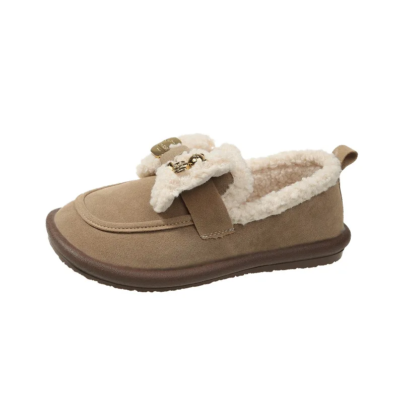 

Warm woolly shoes women wear winter retro all-match beanie shoes with bows fashion cotton shoes BF33