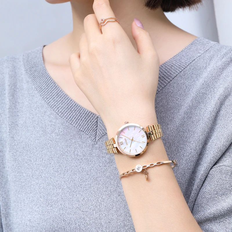 MEGIR Top Brand Luxury Watch For Womens Fashion Ladies Casual Watches Steel Rose Gold Quartz Wrist Watch Waterproof Montre Femme