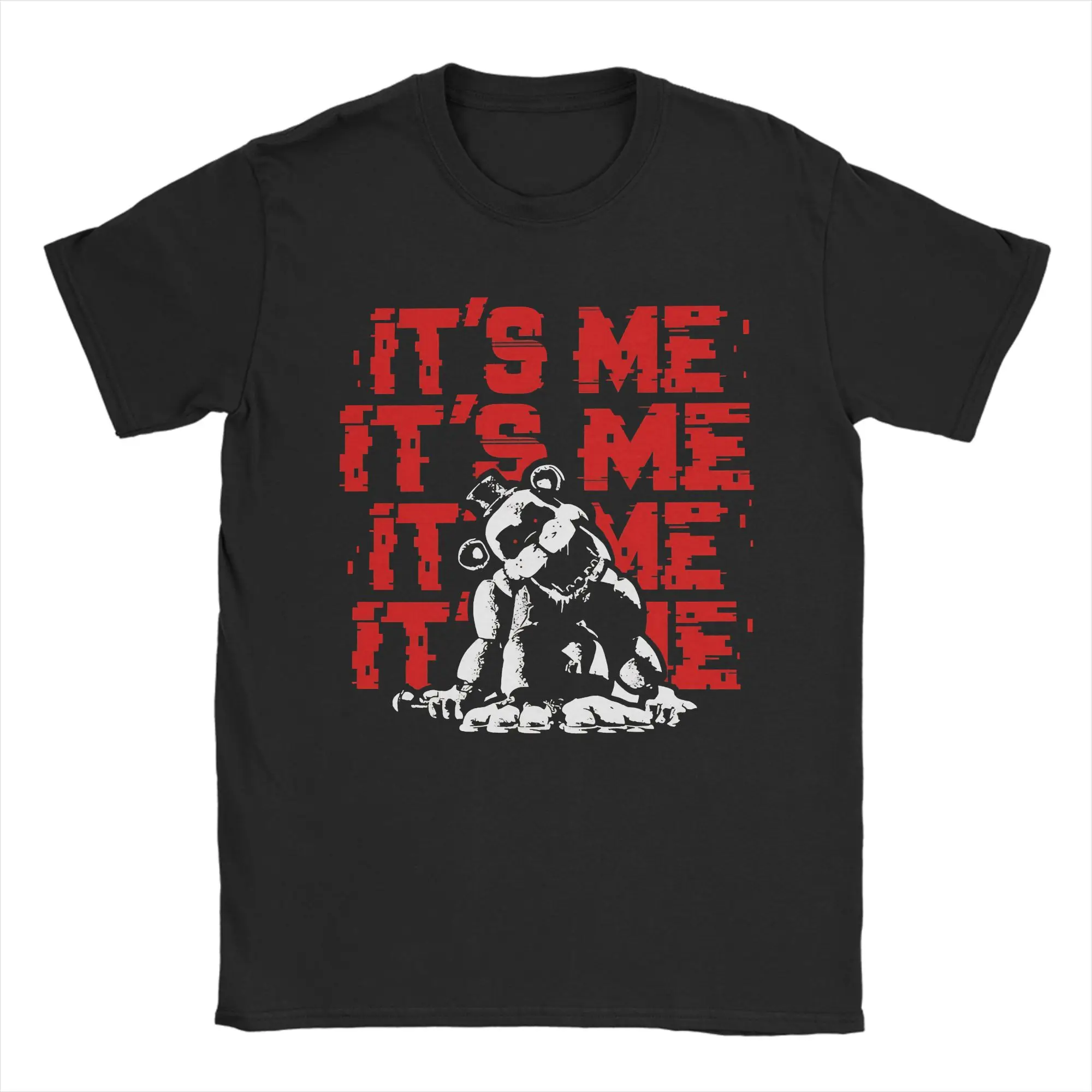 Men's Pure Cotton FNAF Freddy's Humor Crewneck T-Shirt - Short Sleeve Plus Size Top