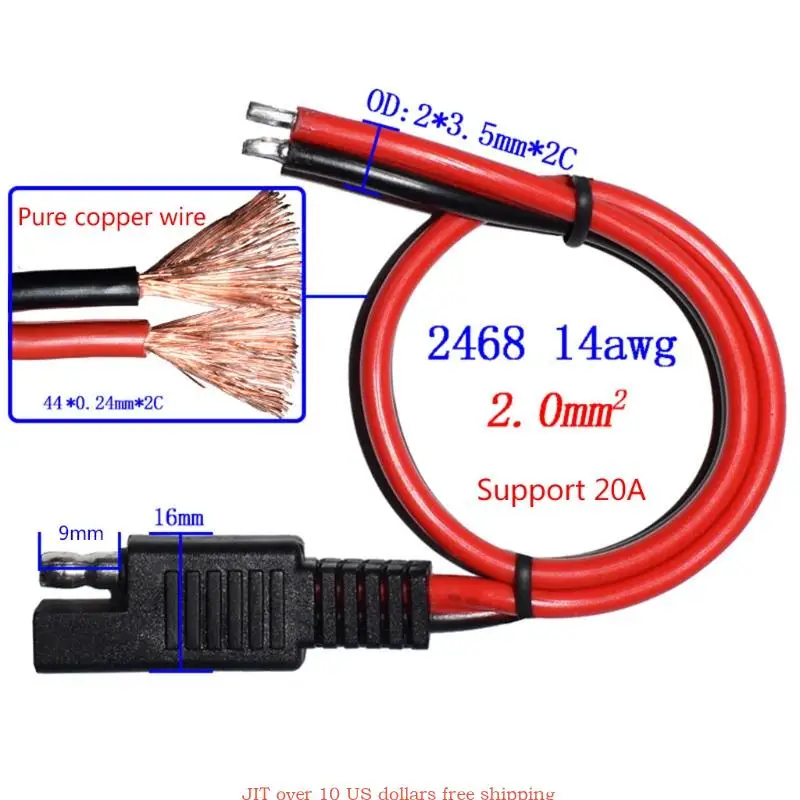 JJDD Carkio Cavo Prolunga SAE A SAE 1 Metro 14 AWG Con Copertura Antipolvere Per Caricabatterie Auto E Moto - 4