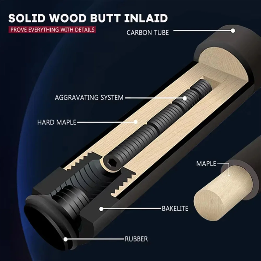 Billiard Shaft Billiard Cue Tip Customize Carbon Fiber Pool Cue Billiard Cue Sticks Tip from 9.5mm/12.4mm/13.9mm Length Weight from 18oz 19oz 20oz 21oz
