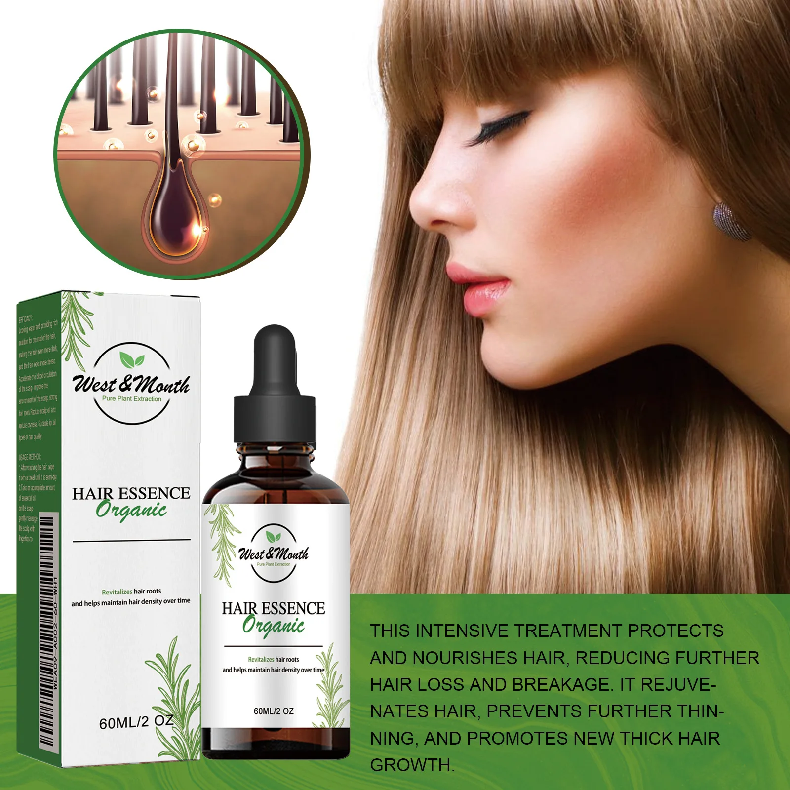 60ml Intensive Hair Repair Oil - Moisturize & Thicken Weak Hairs - Prevent Hair Loss - Hair Growth Product Series Wholesale