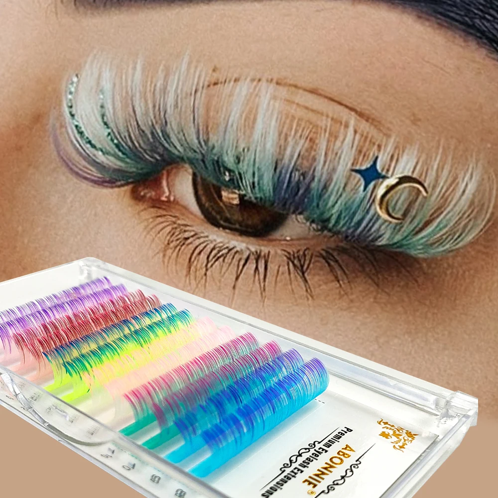 

Abonnie Mix Glitter Eyelashes Glitter Eyelash Extensions Classic Volume Lashes Colorful Makeup Tools Lashes