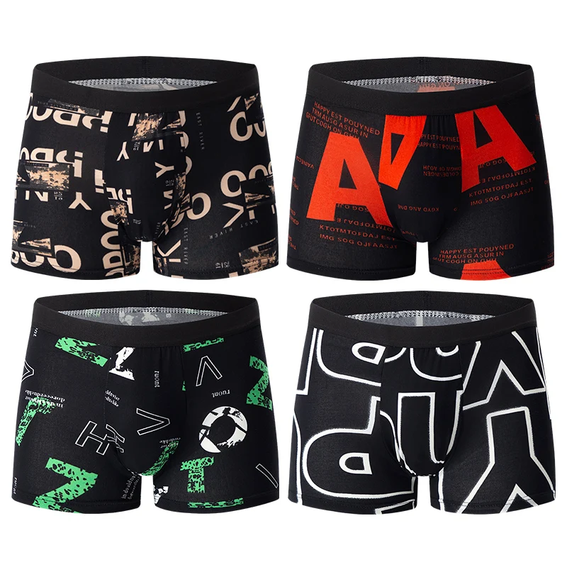 4-piece MEN’S FASHION Printed Underwear Breathable Crotch Boxers for Teenagers Comfortable plus Size Underwear up to 6XL. BEST SELLERS