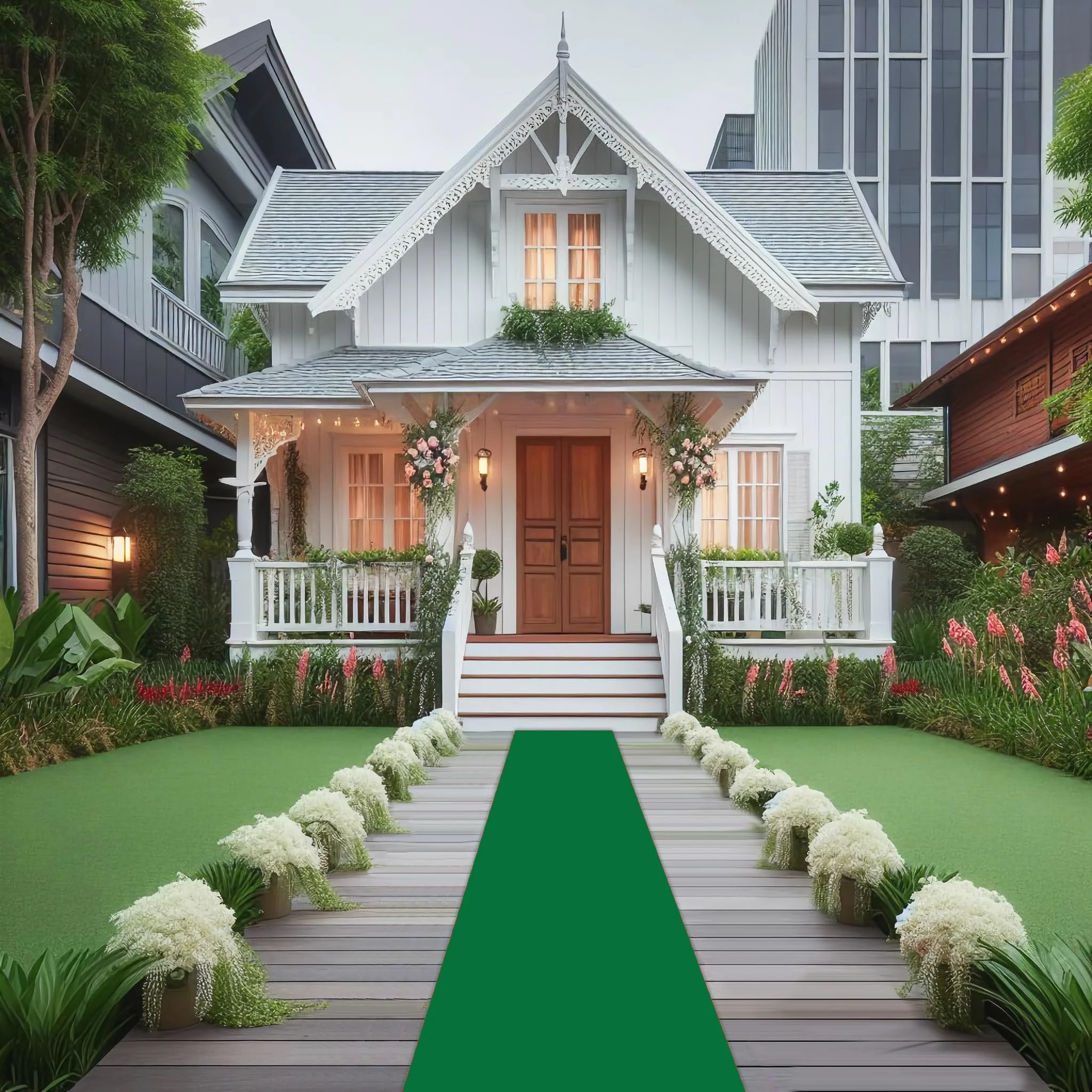Green Wedding Carpet and Non-woven Non Slip Carpet for Aisle, Birthday Party Decoration