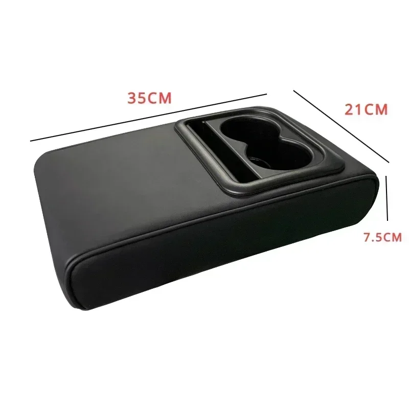 Auto Center Console Armrest Cushion 2 Cup Holder PU Leather Pad