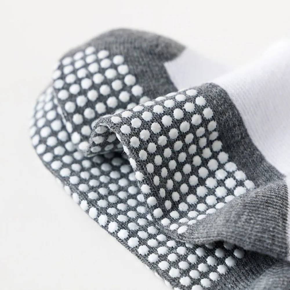 5Pairs Mid Tube Kids Anti-Slip Socks Solid Cotton Sticky Children's Floor Socks Breathable Non-Slip Gripper