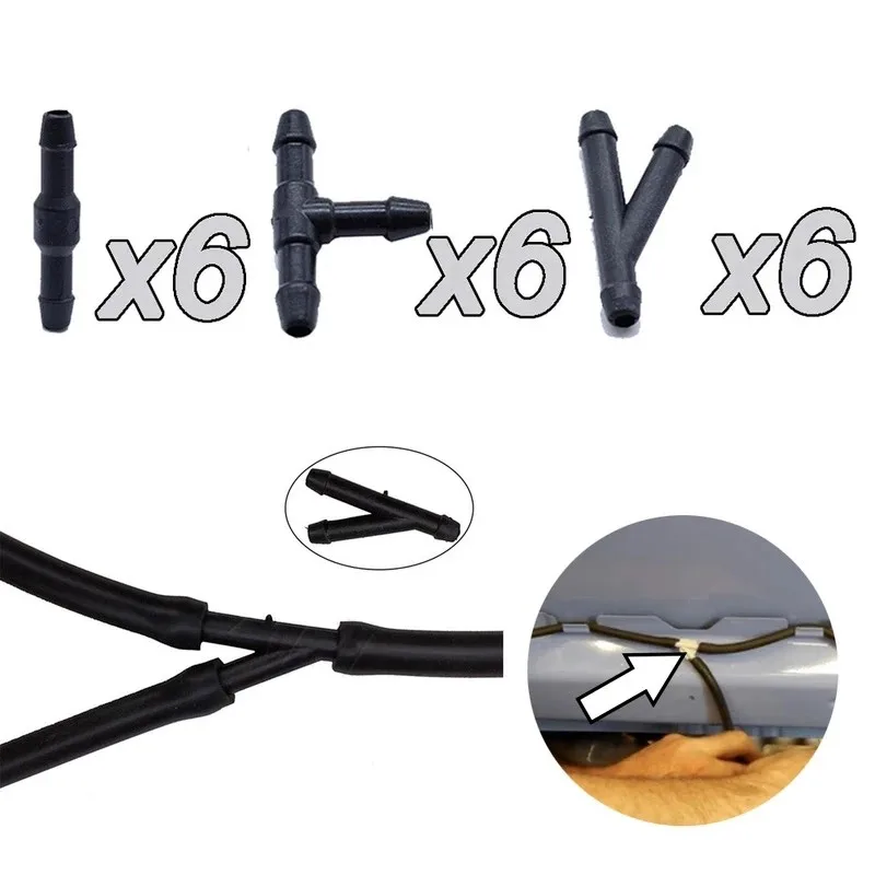 

18pcs Splitter Fittings Black T/Y/I Type Windshield New Practical Kit Durable High Quality Hot ，Portable Aktisch