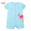 2023 Newborn Baby Girls Rompers Short Sleeved Infant bodysuits pink elephant cats lovely colorful summer cotton kids clothes 1