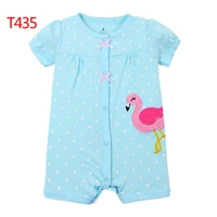 2023 Newborn Baby Girls Rompers Short Sleeved Infant bodysuits pink elephant cats lovely colorful summer cotton kids clothes 1
