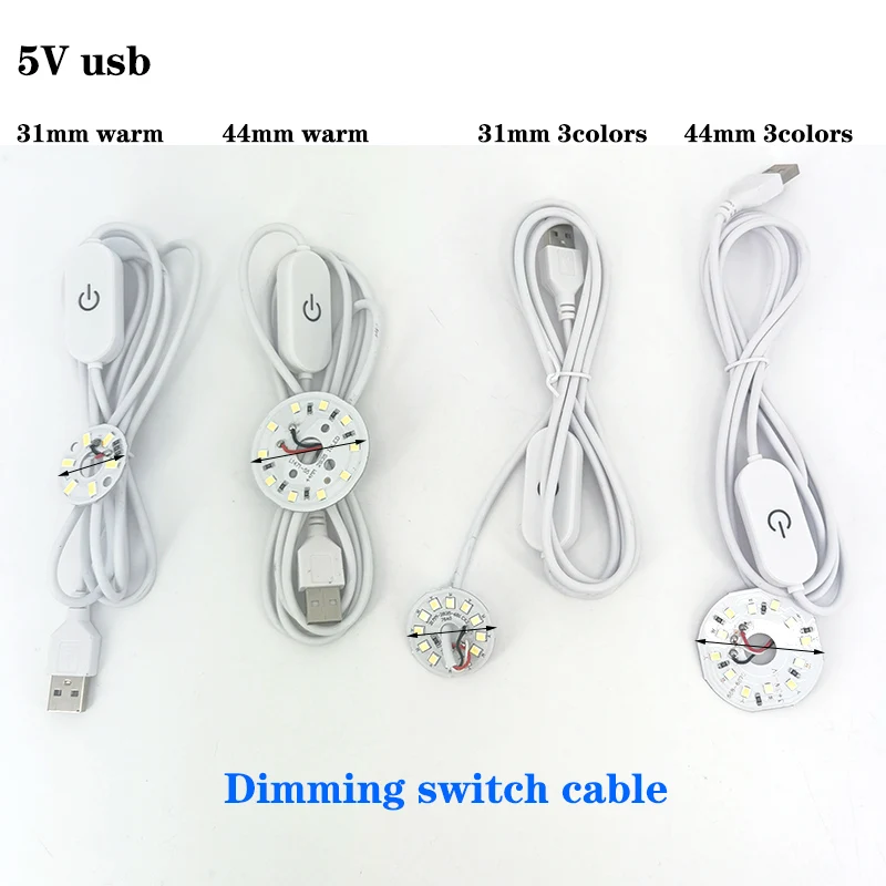 31mm 44mm DC 5V 3W USB LED Lights 2835 chip dimmer Reading Night Light Board Desk Book tablet Lamp touch Switch power cable