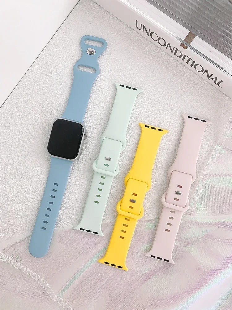 Silikon armband für Apple Uhren armband 44mm 40mm 45mm 41mm 49mm 42mm 38mm 44mm Armband iwatch Serie 9 7 se 3 4 5 6 8 Ultra Band – Detail 1