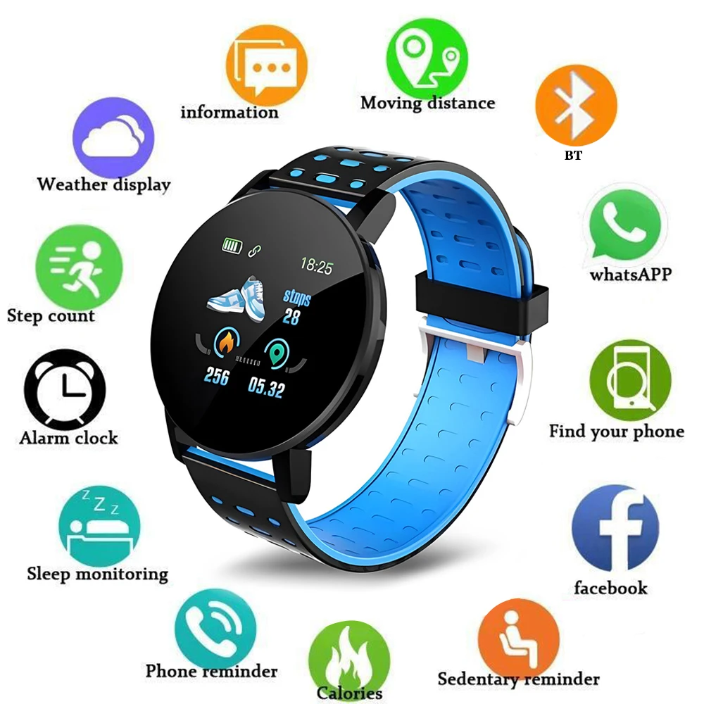 119Plus Smartwatch Monitoraggio Del Sonno Fitness Record Smart Watch Per Uomo Donna Modalità Sportive Multiple Orologio Sportivo Per Android Ios