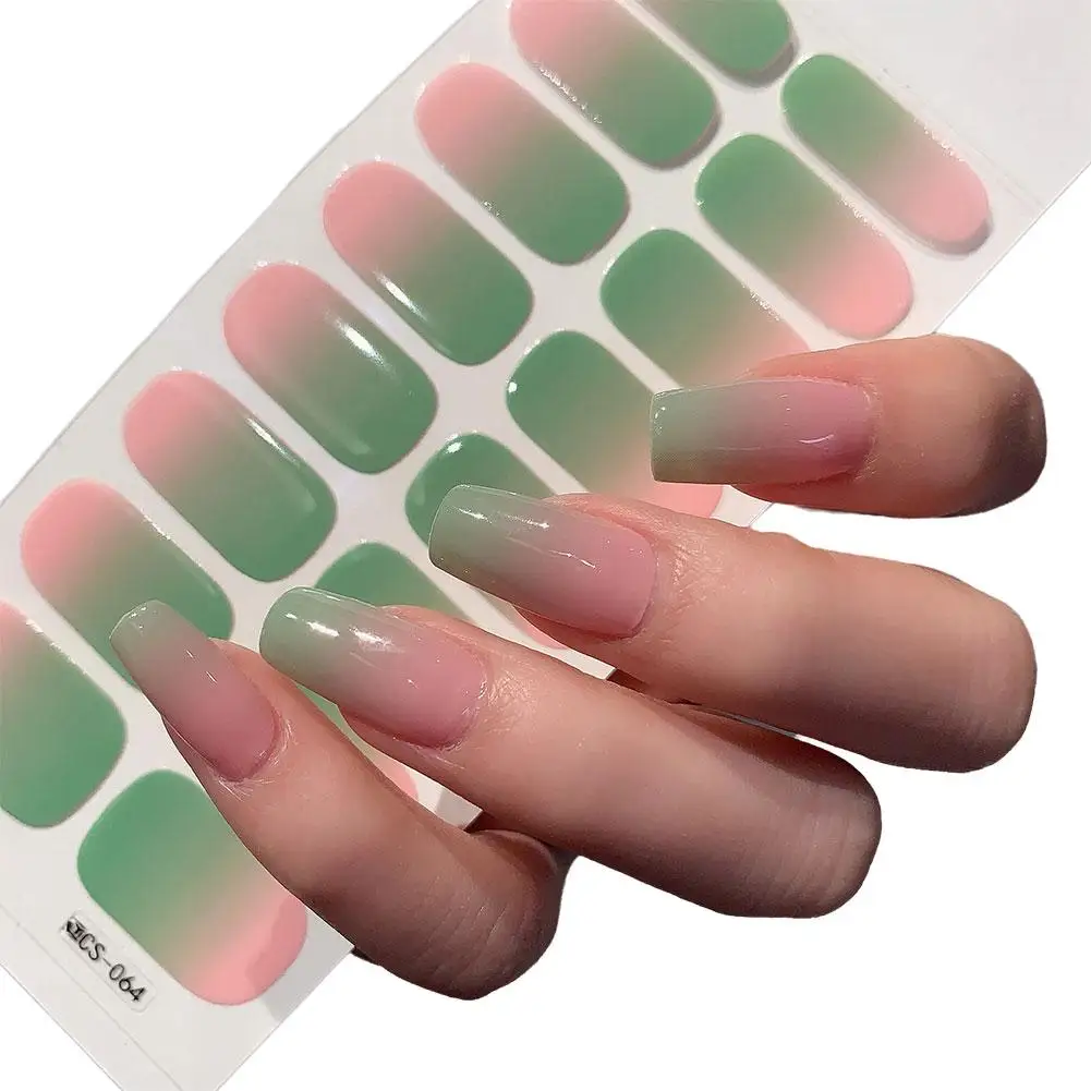 Semi-cured Gel Nail Stickers Solid Color 16 Colors