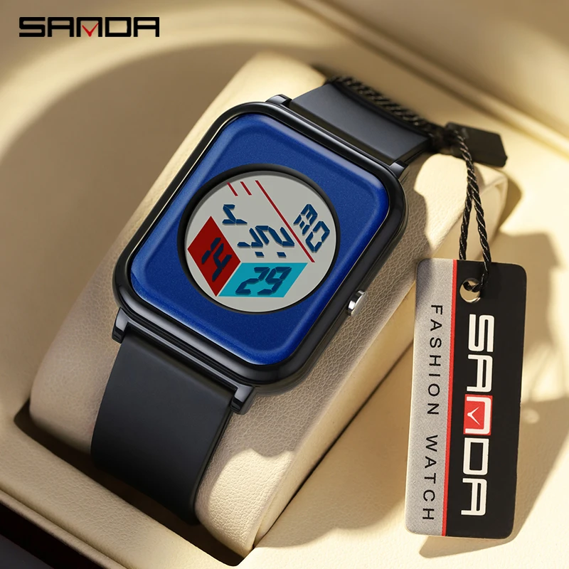 Sanda Creative 3D dial watch male and female student electronic watch outdoor waterproof multifunctional alarm clock electroni