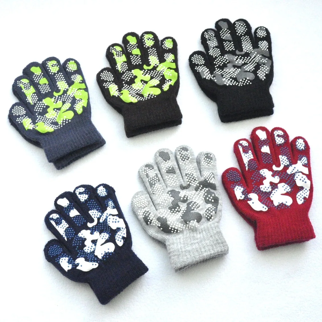 New Camouflage Anti Slip 3-6Y Children Winter Knitted Warm Gloves for Boys Girls Student Outdoor Cycling Skiing Gloves