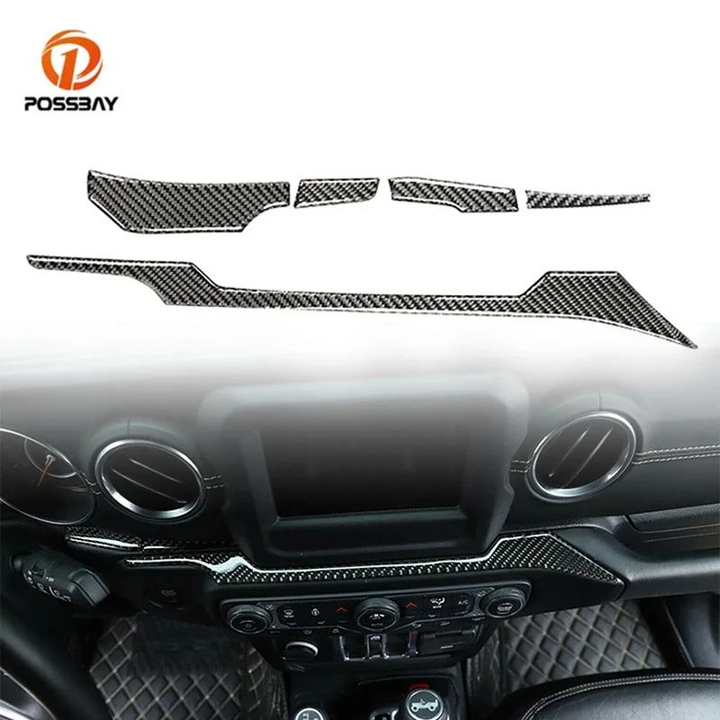 

5Pcs Car Center Console Decor Trim Sticker Real Carbon Fiber Accessories for Jeep Gladiator JT/Wrangle JL 4 Door 2018-2020 2021