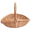 Wicker Picnic Basket Handle Empty Gift Basket Fill Open Top Market Harvest Baskets Garden Fruit Candy Wine Egg Gathering 1
