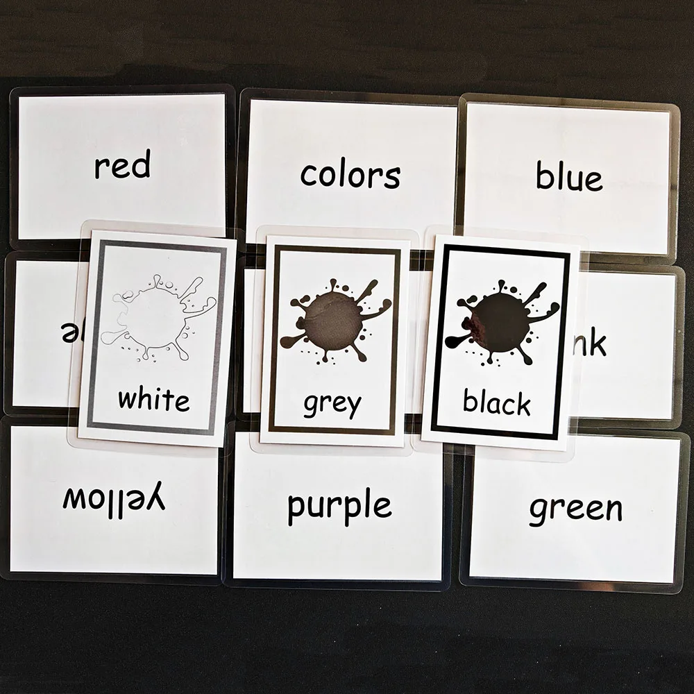 Montessori Baby Learning Card Color Cognition Cartoon English Flash Cards for Children Kids Funny Memory Exercise Game 6