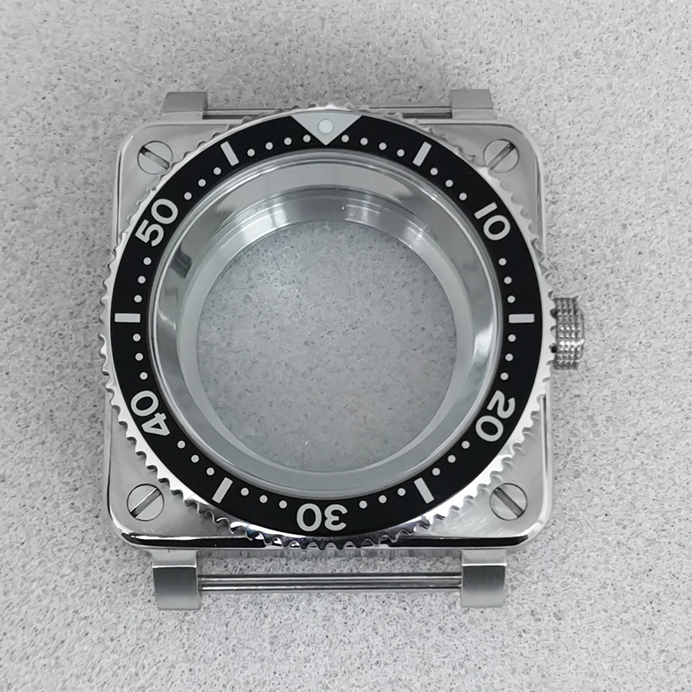 

GEERVO New 42mm NH35 Watch Case Square Stainless Steel Sapphire Crystal For NH36 Movement Assembly Parts 100m Waterproof