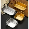 304 Stainless Steel Food Storage Tray with Handle Silver Gold Baking Pastry Pan BBQ Snacks  Kitchen  Plate Sushi Dish 4