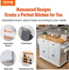 Kitchen Island Cart with Solid Wood Top, 35.4" Width Mobile Carts with Storage Cabinet, Rolling Kitchen Table with Spice Rack 2