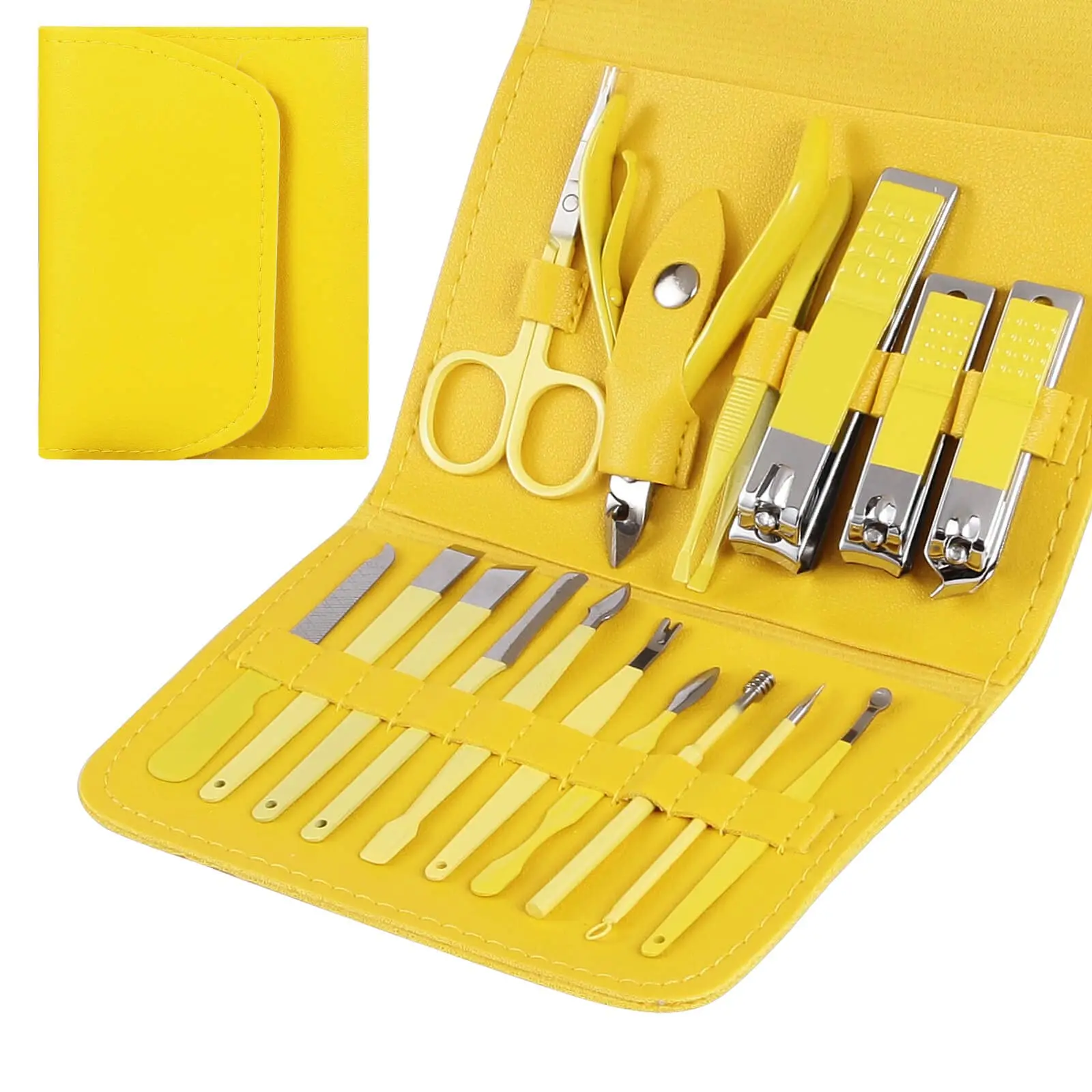 16-Piece Professional Nail Care Set - Color Nail Clipper & Exfoliating Tools