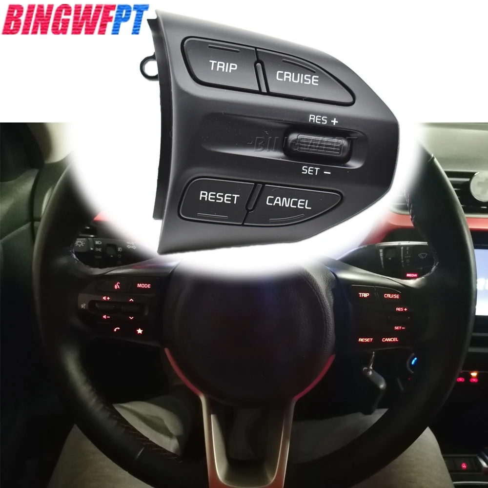 

BINGWFPT Steering Wheel Button Switches Bluetooth Phone Cruise Control Volume For KIA K2 RIO 2017 2018 2019 2020 2021 RIO X LINE