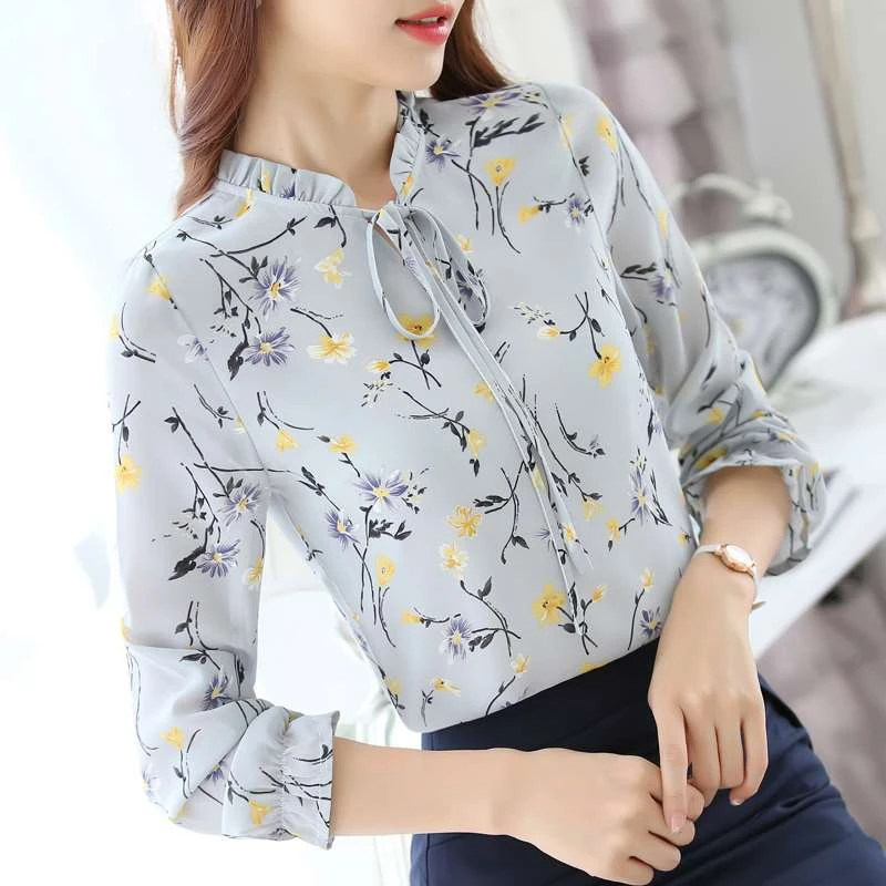 Carrera no Deportes Blusa de gasa de manga larga con estampado para mujer, camisa femenina de  moda, A69, 2022|Blusas y camisas| - AliExpress