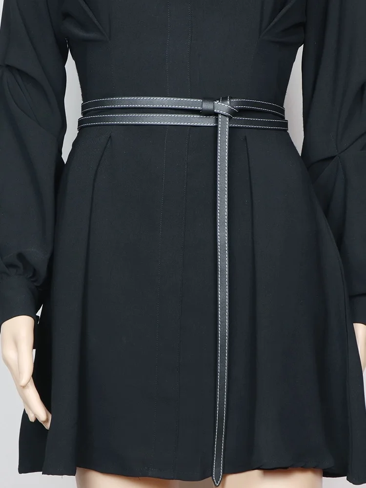 Kopfs chicht Rindsleder dünner Gürtel Damen Doppels ch laufe geknotete kleine Gürtel Damen vielseitige dekorative Leder Taillen kette – Detail 9