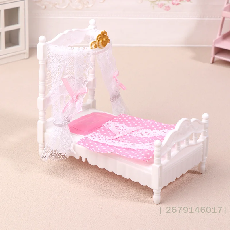 【YY26】1/12 Dollhouse Princess Bed Bedsheet Mosquito Net Kit Dollhouse Bed Room Furniture Decoration Dolls House Accessories