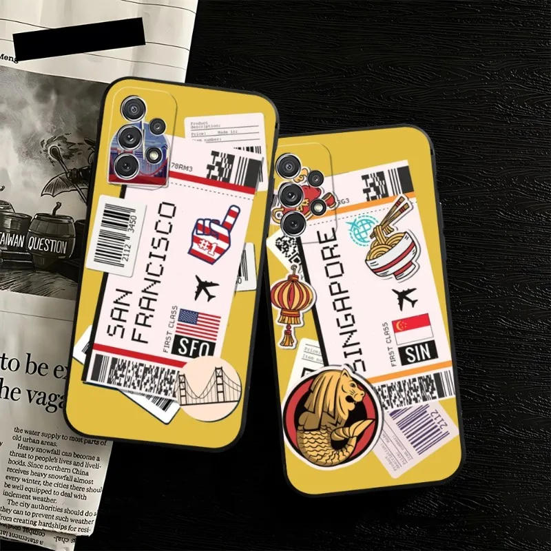 Carta D'Imbarco New York Tokyo Custodia Posteriore Per Samsung S22 S23 S30 S21 S20 S9 S10 S8 S7 S6 Pro Plus Edge Ultra Fe