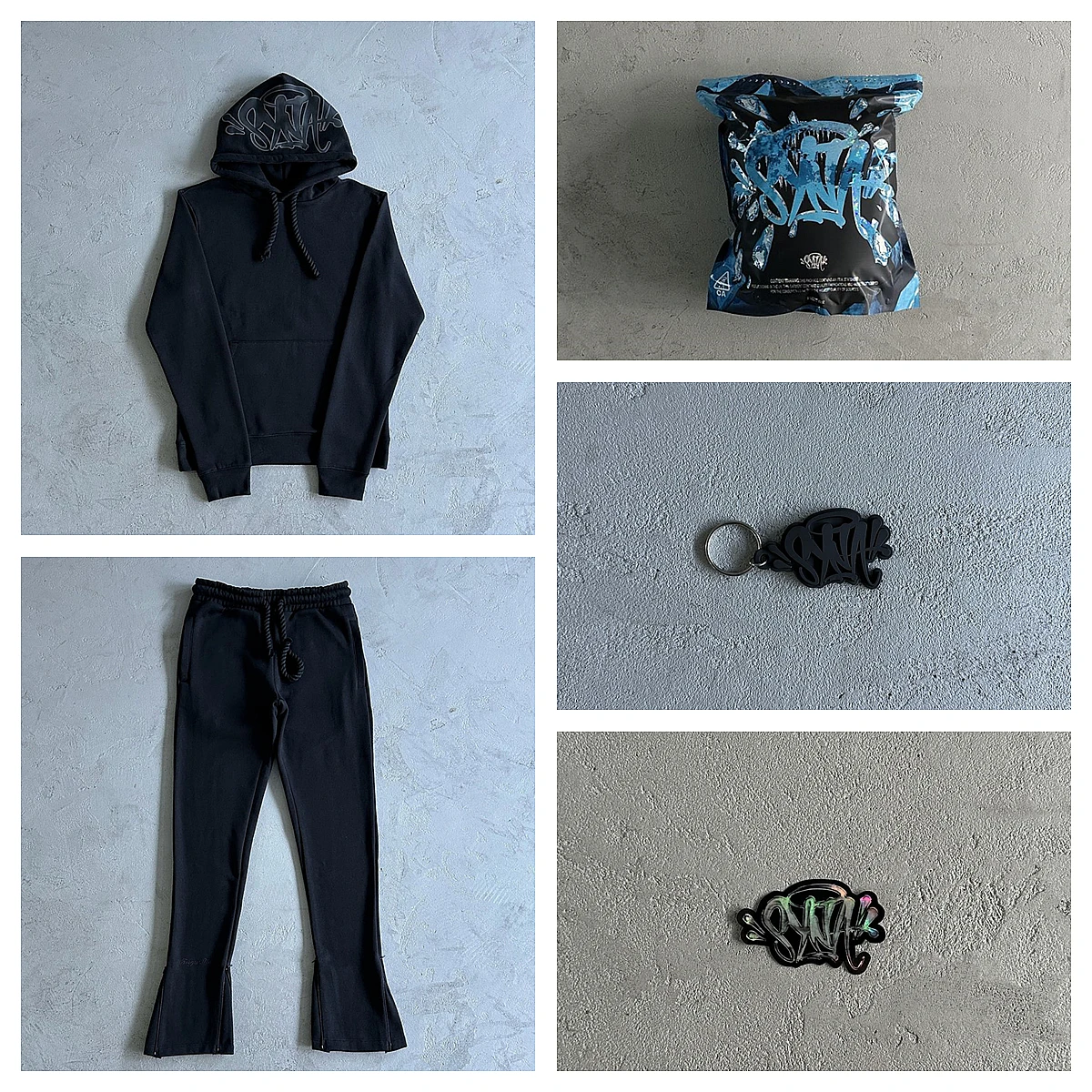 

23SS SY TRACKSUIT -black/black top quality hoodie and jogging pants set, plus size men and women Set, European sizes XS-XXL